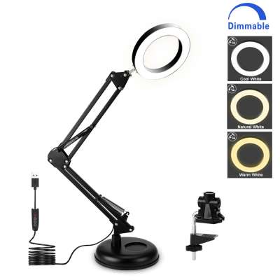 Depuley 6W Long Adjustable Swing Arm Foldable LED Desk Lamp Dimmable Reading LED Table Lamp