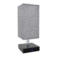 Depuley fabric table lamp modern usb desk light square fabric reading lamps with usb charging port bedside lamps